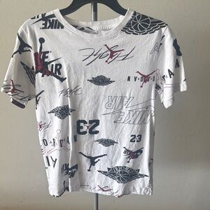Nike White Short Sleeve Tee with Black and Red Air Jordan Logos